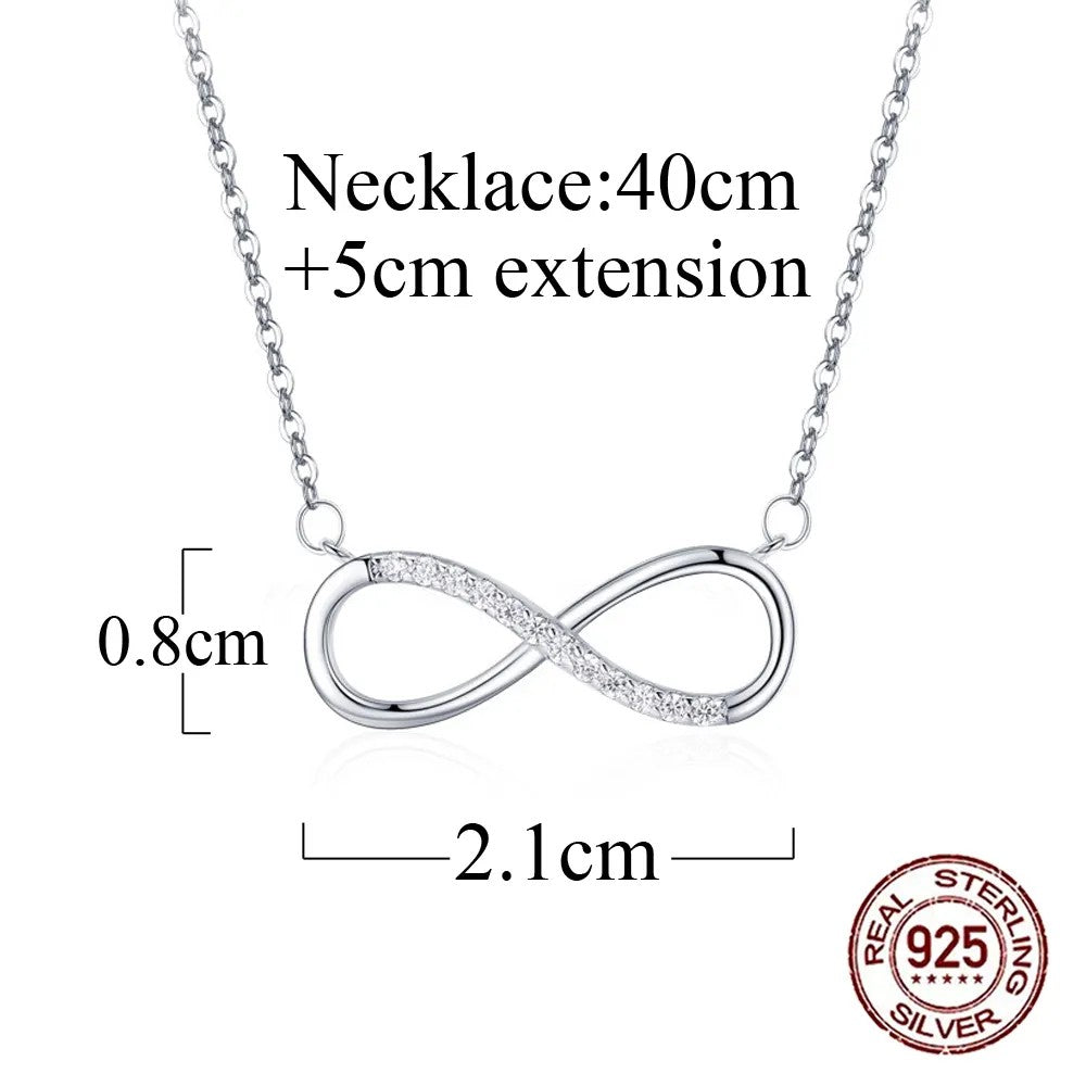 .925 Sterling Infinity with lab-created Diamond Pave Necklace and Earrings Set