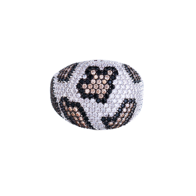 18k Gold-Plated Leopard Print Colored Pave Cubic Zirconia Ring