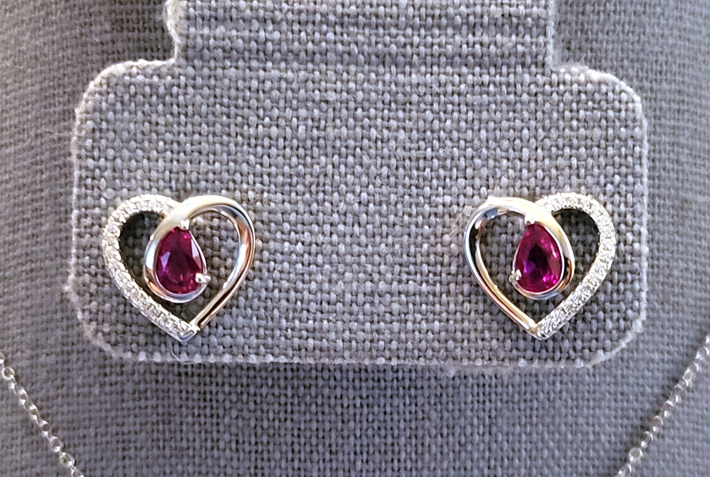 Sylvia: Rhodium-plated .925 Sterling Garnet and Diamond Heart Necklace