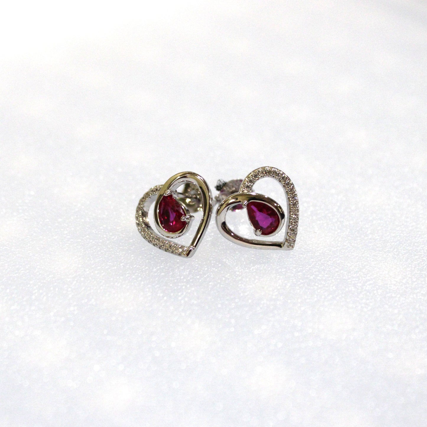 Sylvia: Rhodium-plated .925 Sterling Garnet and Diamond Heart Necklace