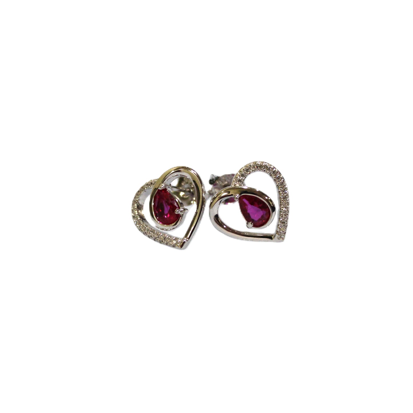 Sylvia: Garnet and Diamond Heart Earrings
