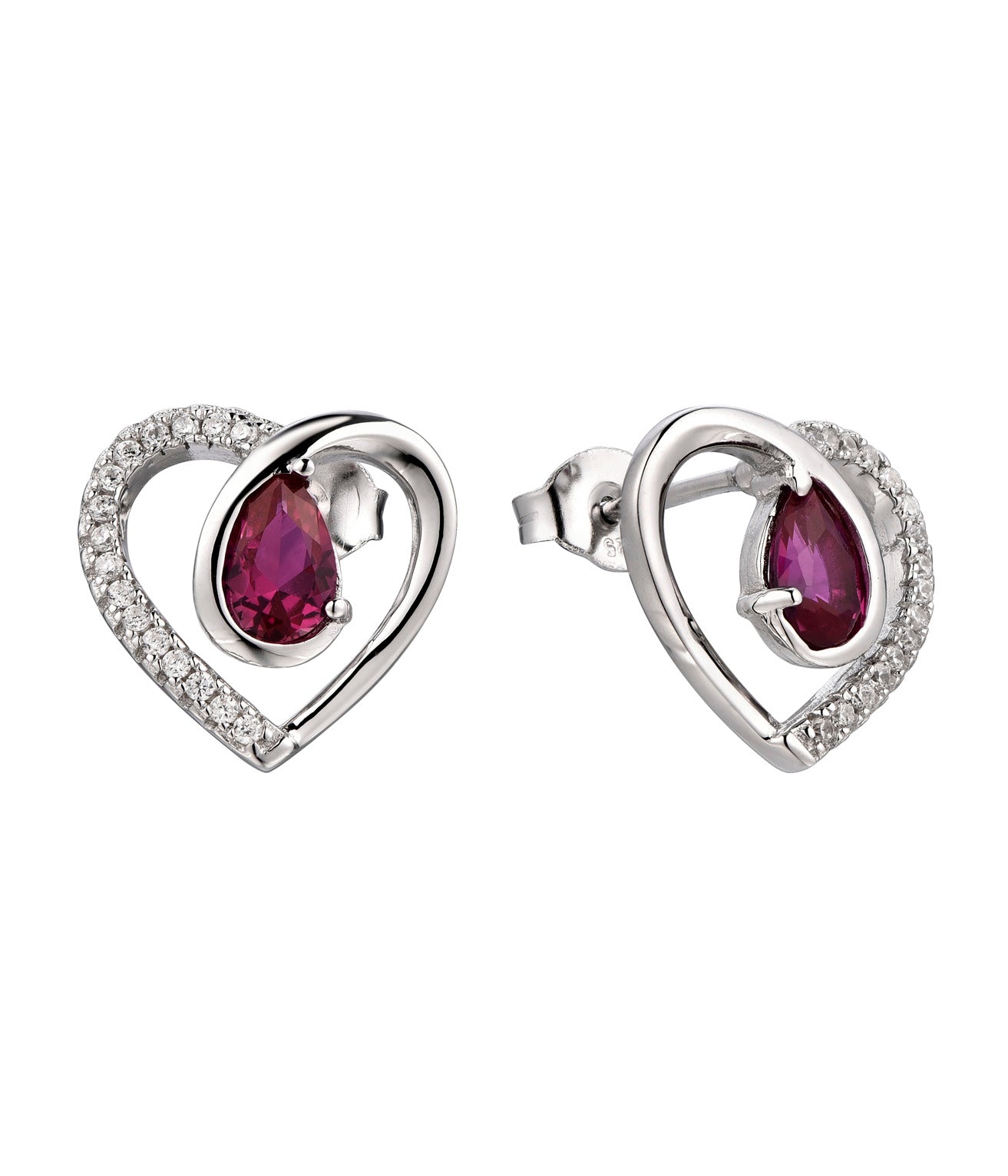 Sylvia: Rhodium-plated .925 Sterling Garnet and Diamond Heart Necklace