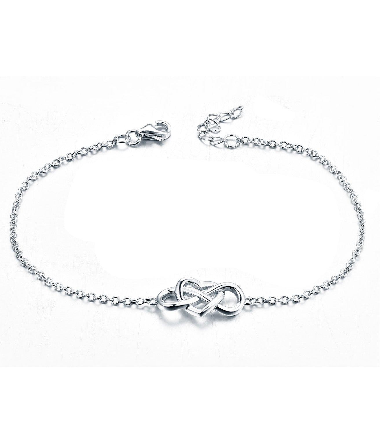 Brooke: Rhodium-plated .925 Sterling Heart Infinity Bracelet