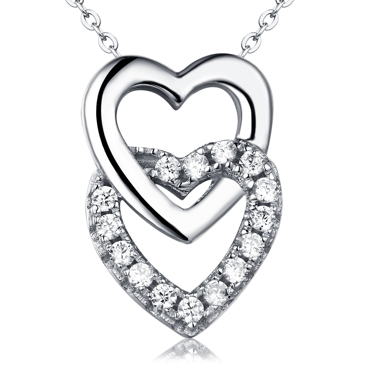 Miranda: Silver Double Heart Necklace