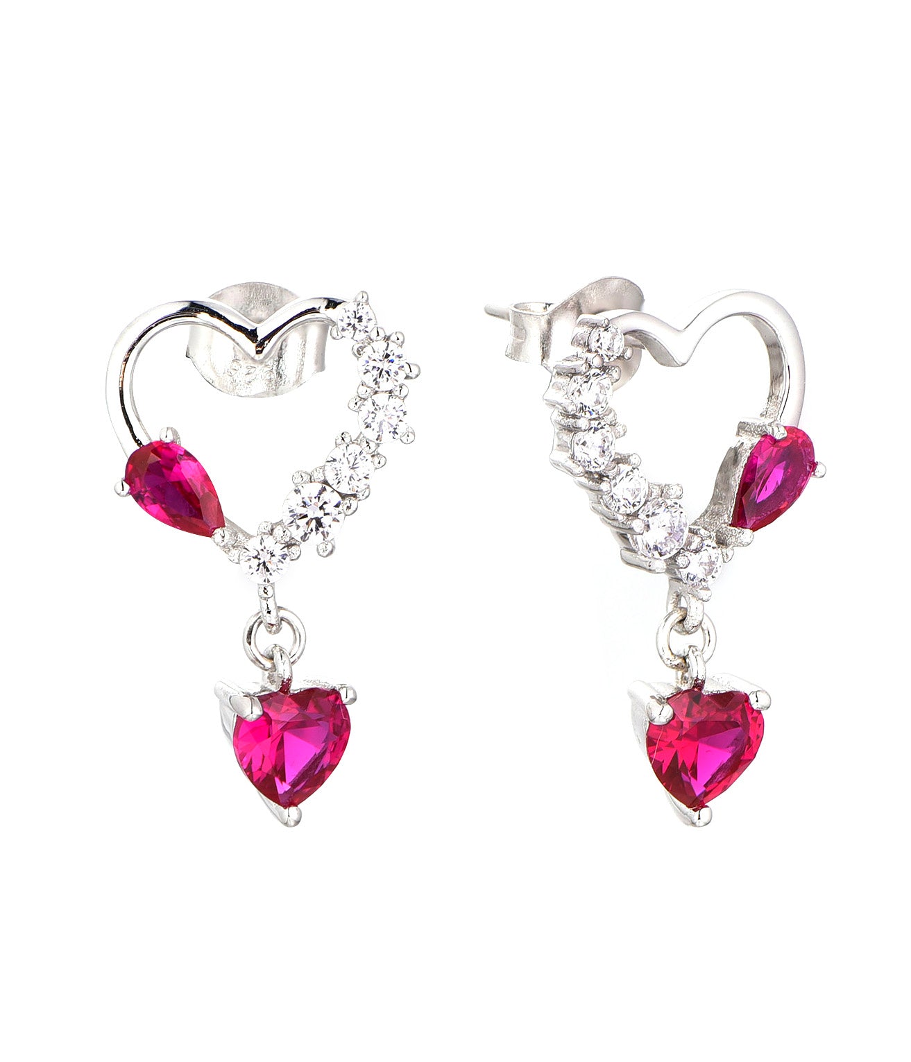 Joy: Rhodium-plated .925 Sterling Ruby and Diamond Accent Heart Necklace