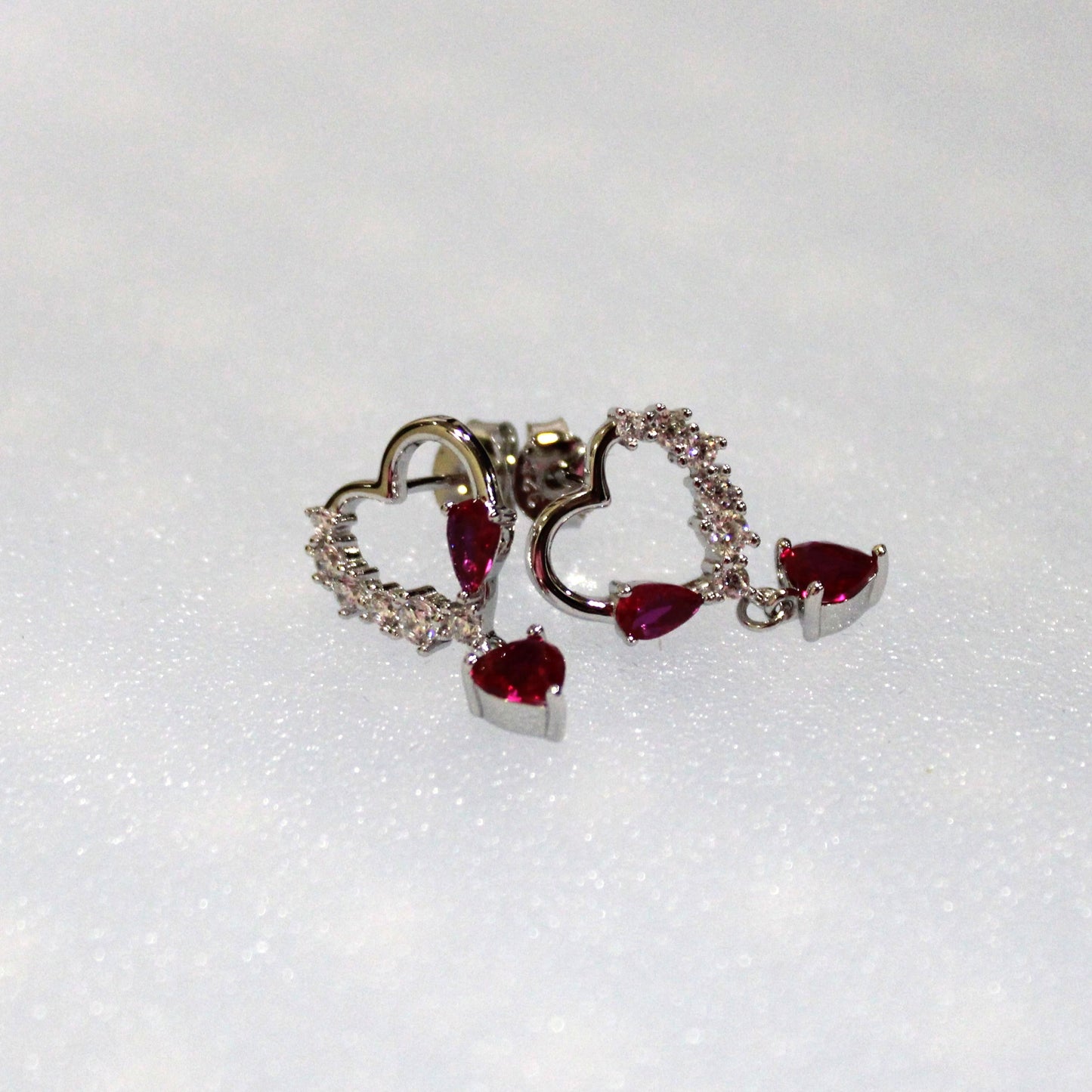 Joy: Rhodium-plated .925 Sterling Ruby and Diamond Accent Heart Necklace