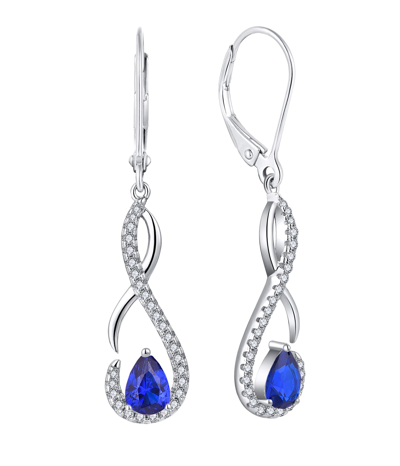 Shelby: Rhodium-plated .925 Sterling lab-created Opal Teardrop Infinity Necklace