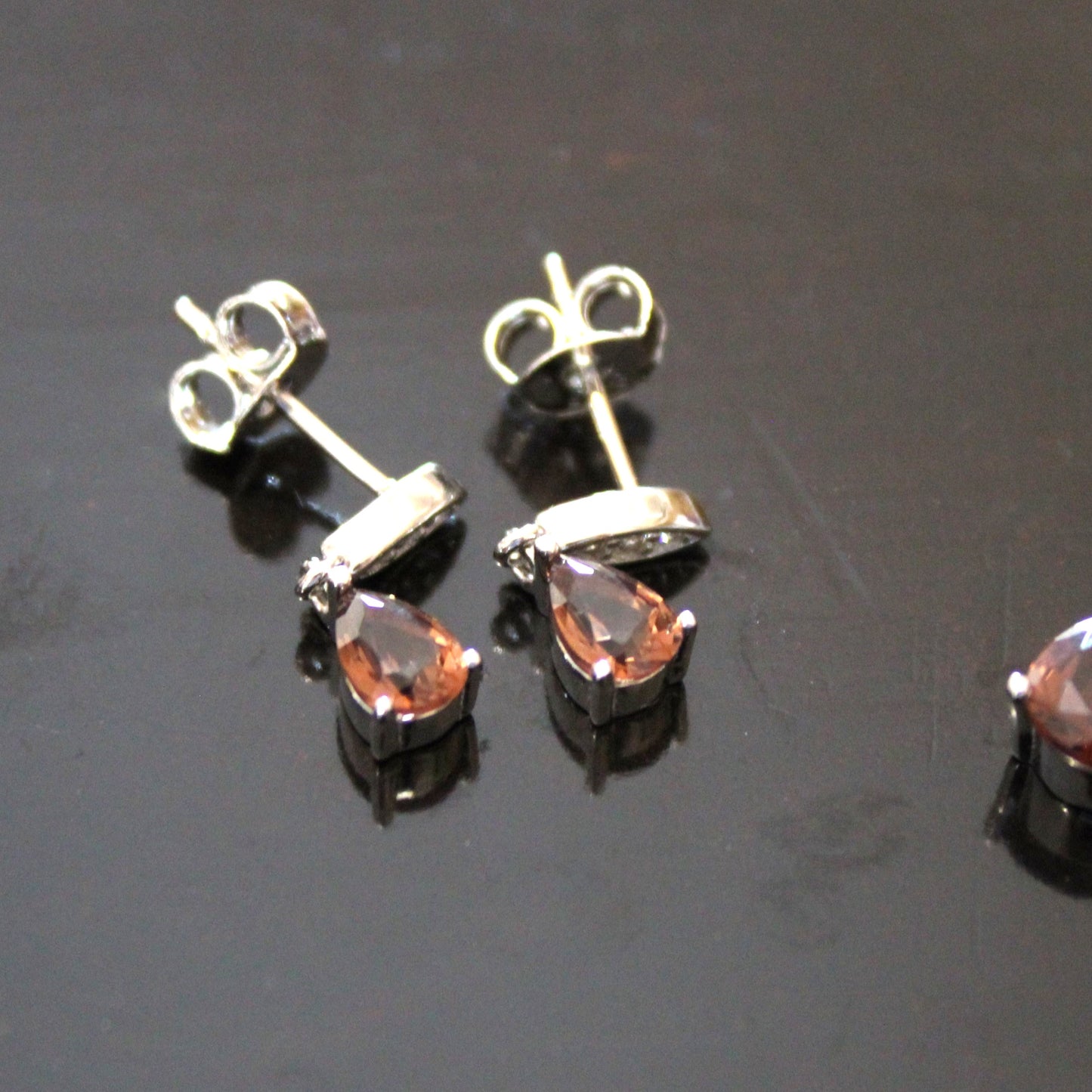 Tatiana: Rhodium-plated .925 Sterling lab-created Smoky Quartz Teardrop Necklace