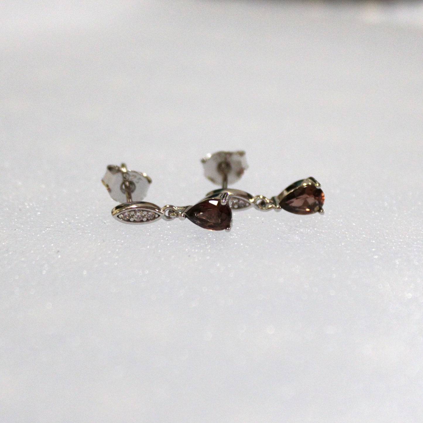 Tatiana: Rhodium-plated .925 Sterling lab-created Smoky Quartz Teardrop Necklace