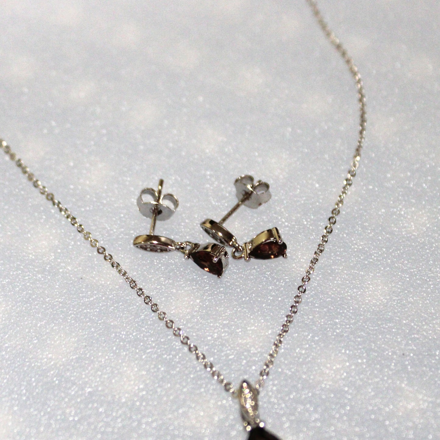 Tatiana: Rhodium-plated .925 Sterling lab-created Smoky Quartz Teardrop Earrings