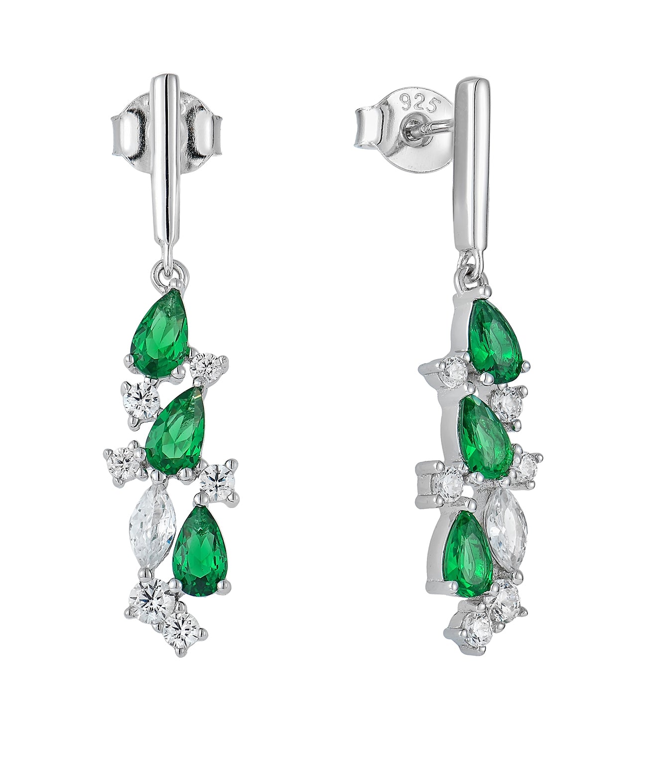Wendy: Rhodium-plated .925 Sterling Emerald and Diamond Necklace