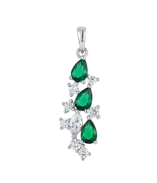 Wendy: Rhodium-plated .925 Sterling Emerald and Diamond Necklace