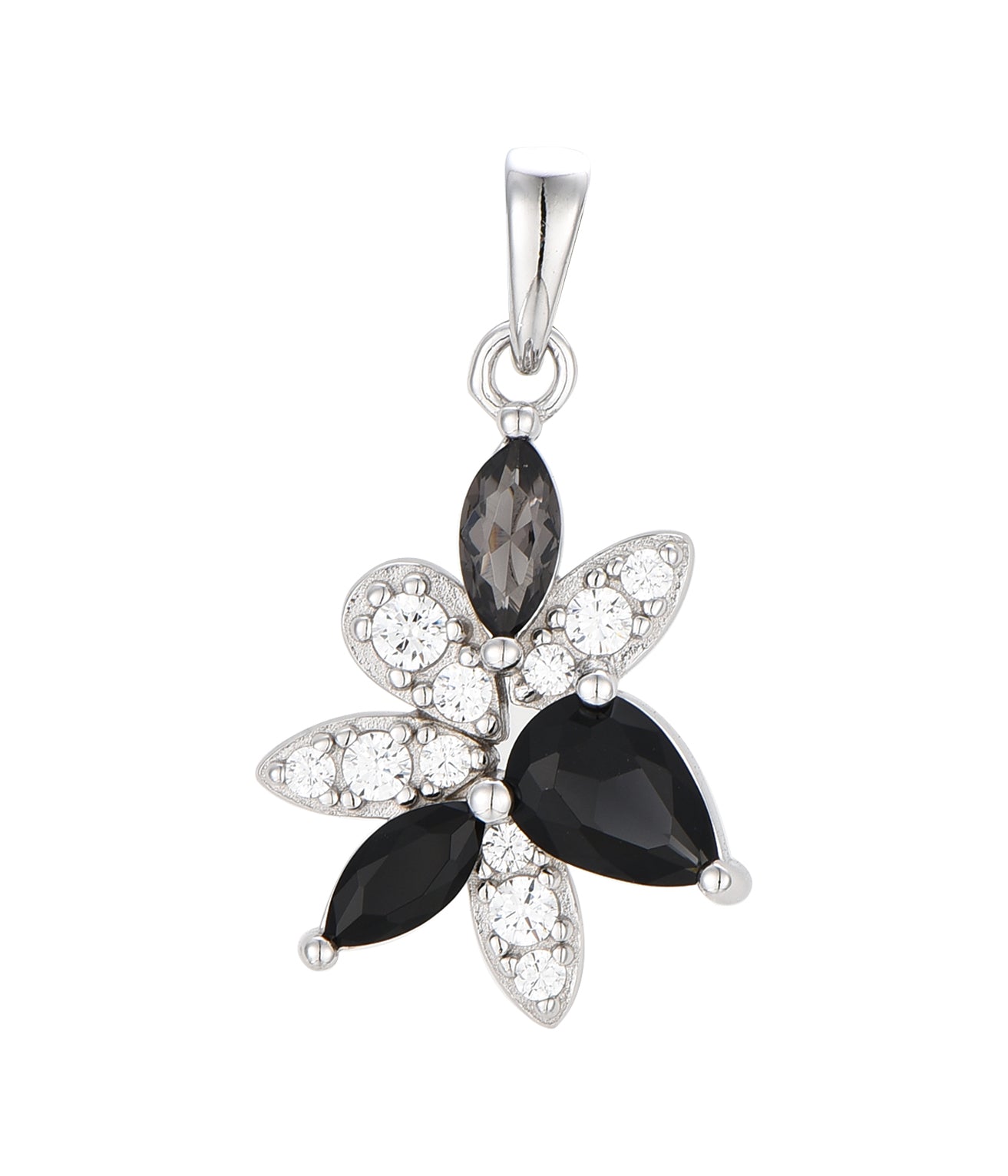 Sadie: Rhodium-plated .925 Sterling lab-created Sapphire and Smoky Quartz Necklace