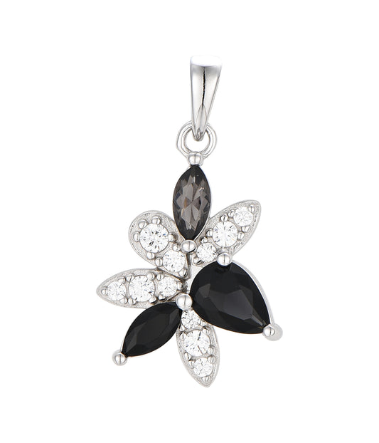 Sadie: Rhodium-plated .925 Sterling lab-created Sapphire and Smoky Quartz Necklace