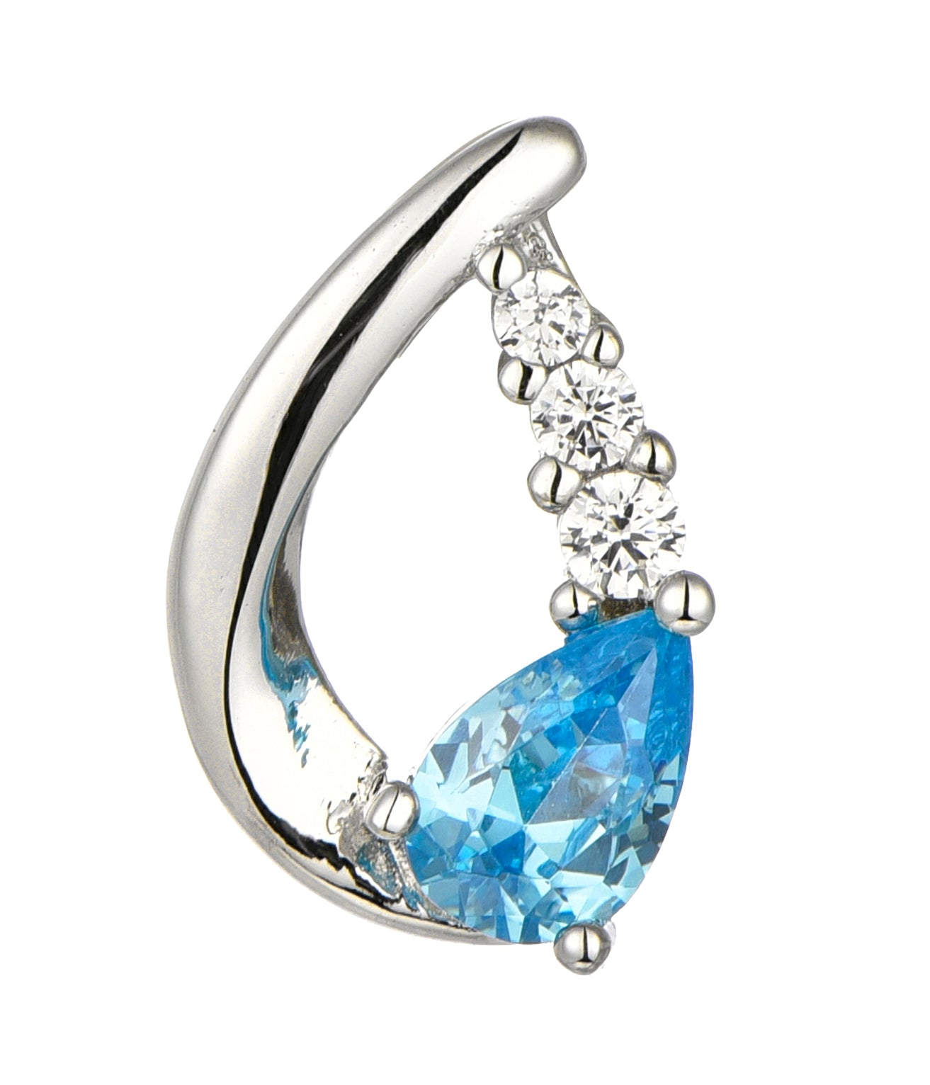 Nora: Rhodium-plated .925 Sterling Aquamarine Teardrop Earrings