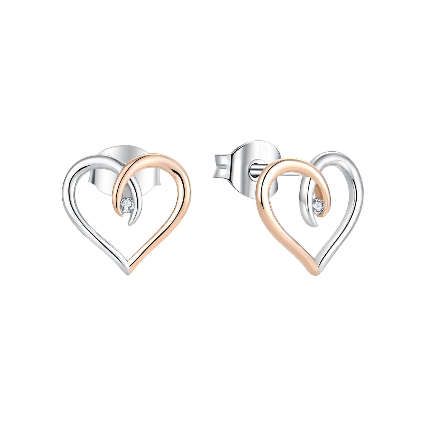 Tori: Rhodium-plated .925 Sterling and Gold Heart with Diamond Necklace