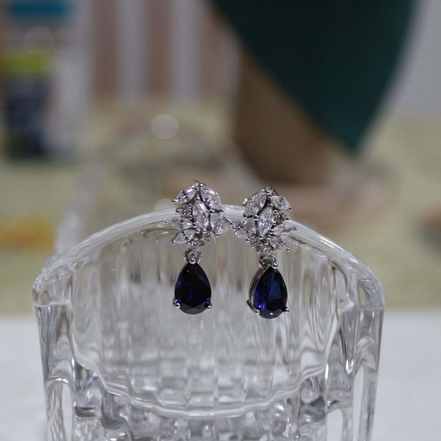 Helena: Marquise Diamonds with Teardrop Sapphire Necklace image 1