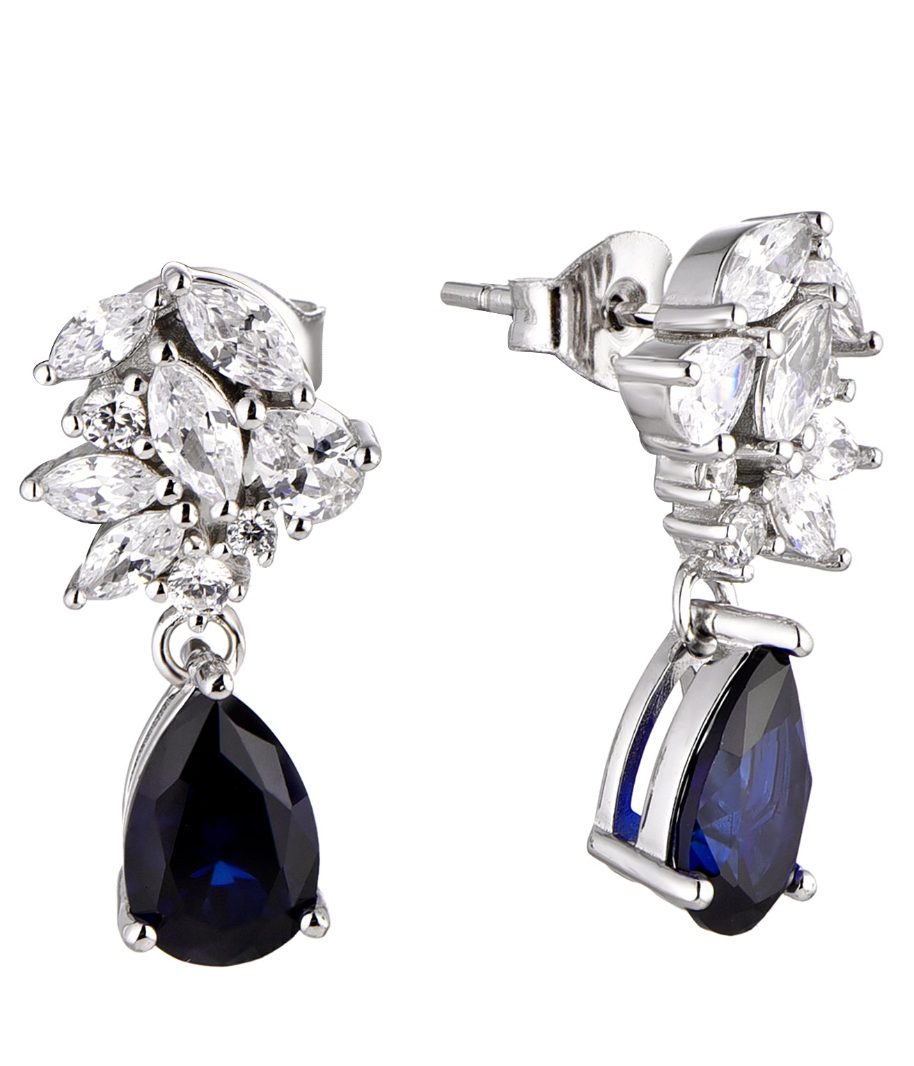 Helena: Marquise Diamonds with Teardrop Sapphire Necklace image 7