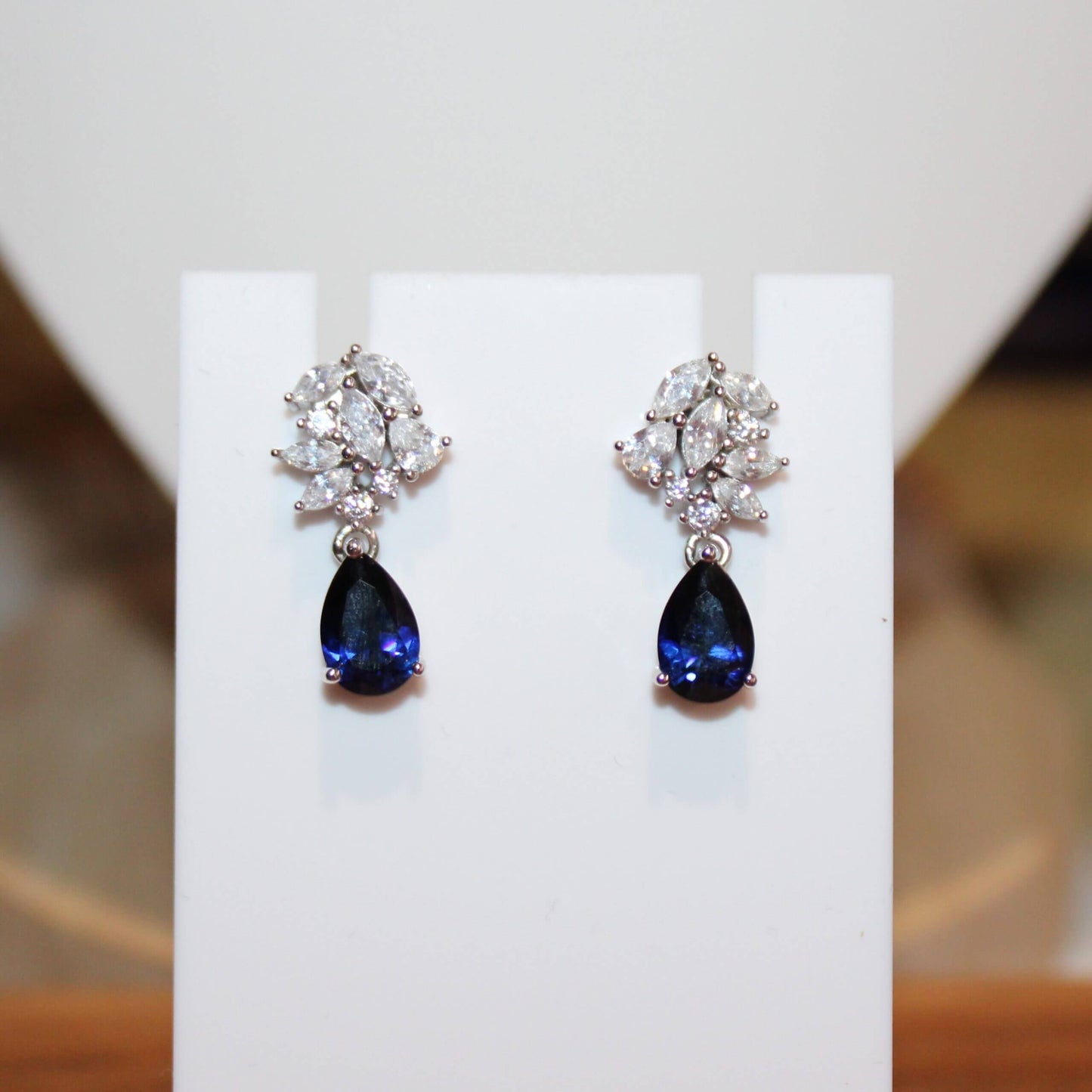 Helena: Marquise Diamonds with Teardrop Sapphire Necklace image 4