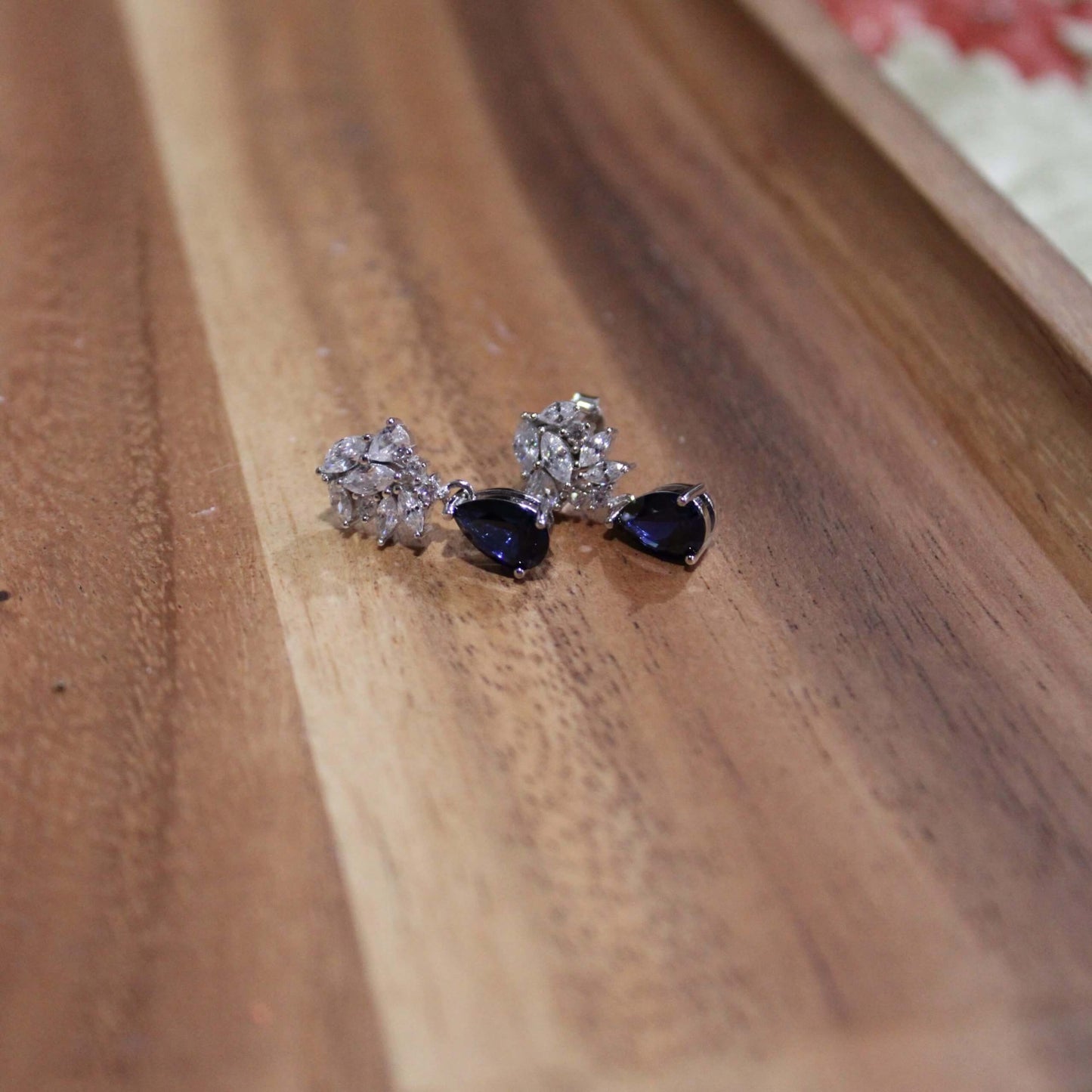 Helena: Marquise Diamonds with Teardrop Sapphire Necklace image 8