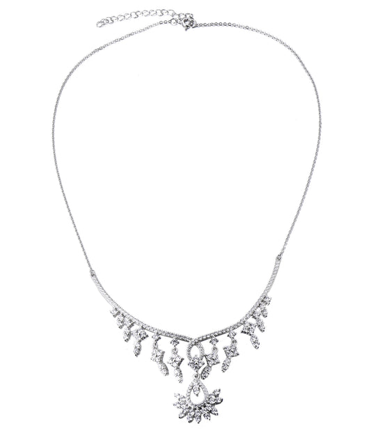 Hope: Rhodium-plated .925 Sterling lab-created Diamond Necklace and Earrings Set