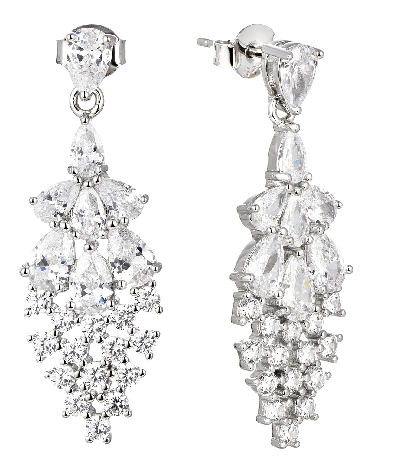 Edith: Rhodium-plated .925 Sterling lab-created Diamond Earrings