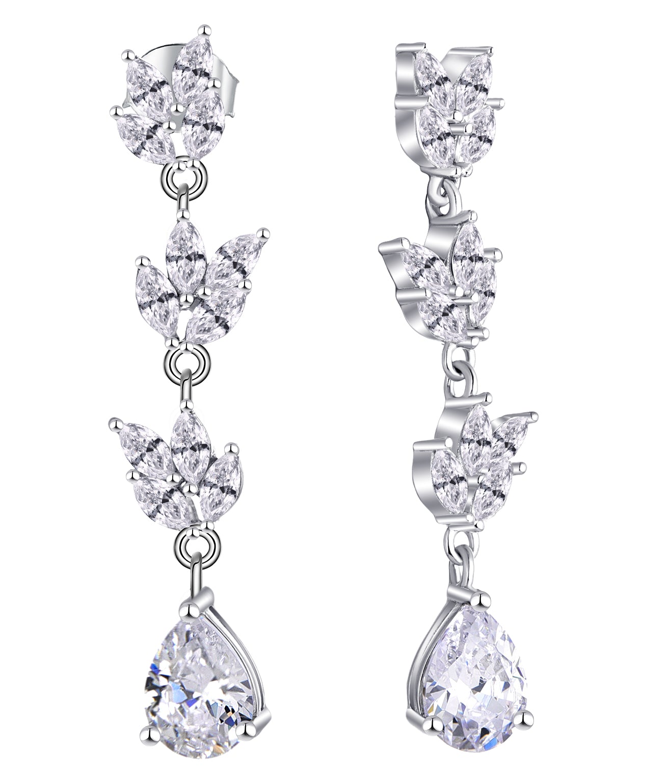 Patricia: Rhodium-plated .925 Sterling lab-created Marquise and Pear Diamond Necklace
