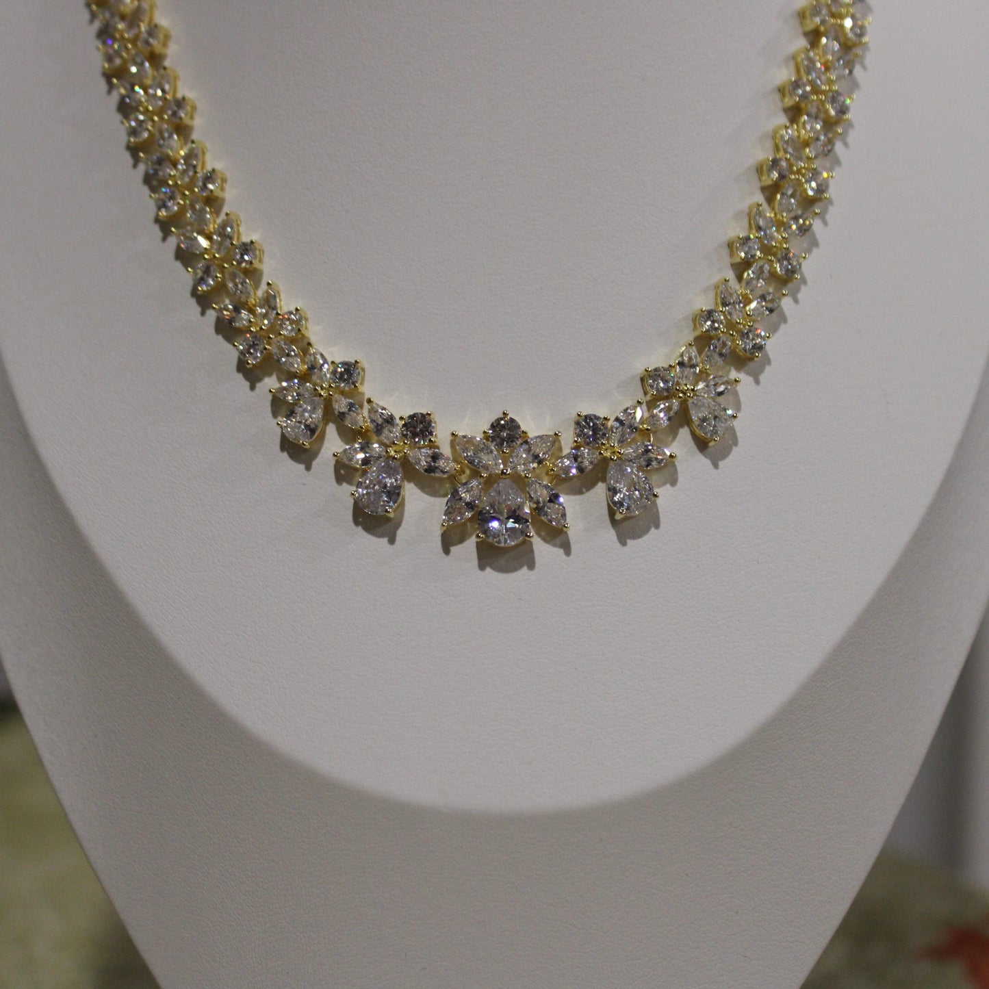 Olha: Pear and Marquise Diamond Necklace and Earrings Set image 7