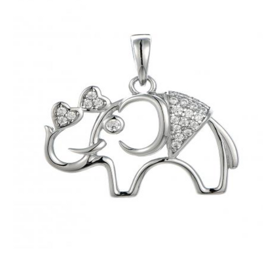 Rhodium-Plated .925 Sterling lab-created Diamond Elephant Necklace