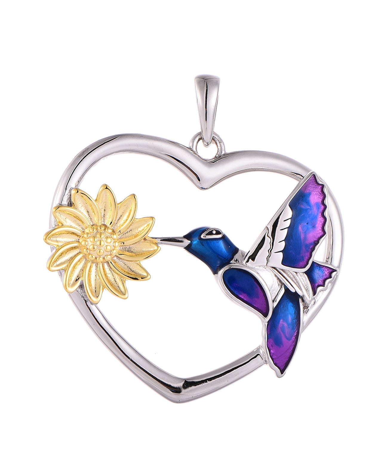 Rhodium-Plated .925 Sterling Hummingbird Necklace