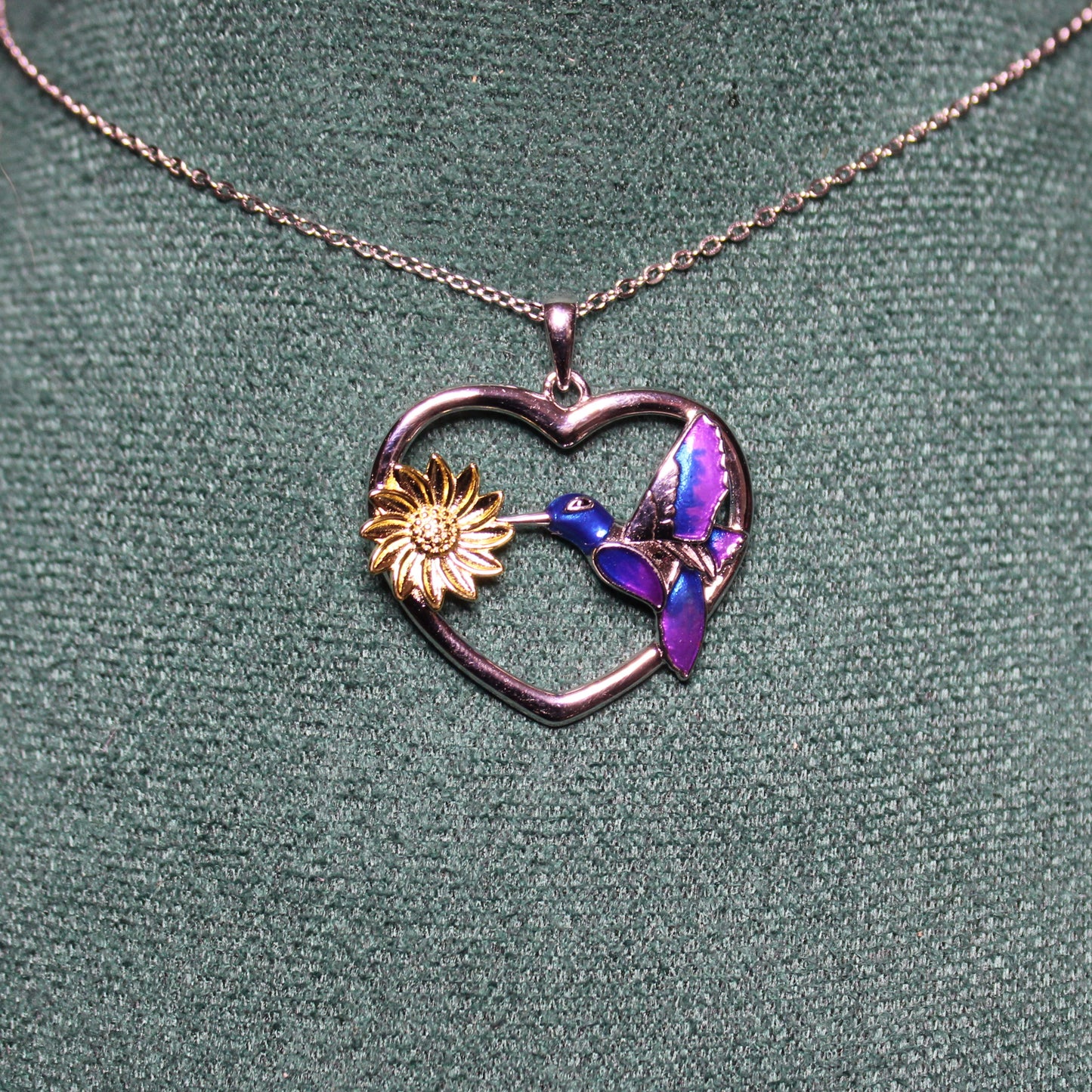Rhodium-Plated .925 Sterling Hummingbird Necklace