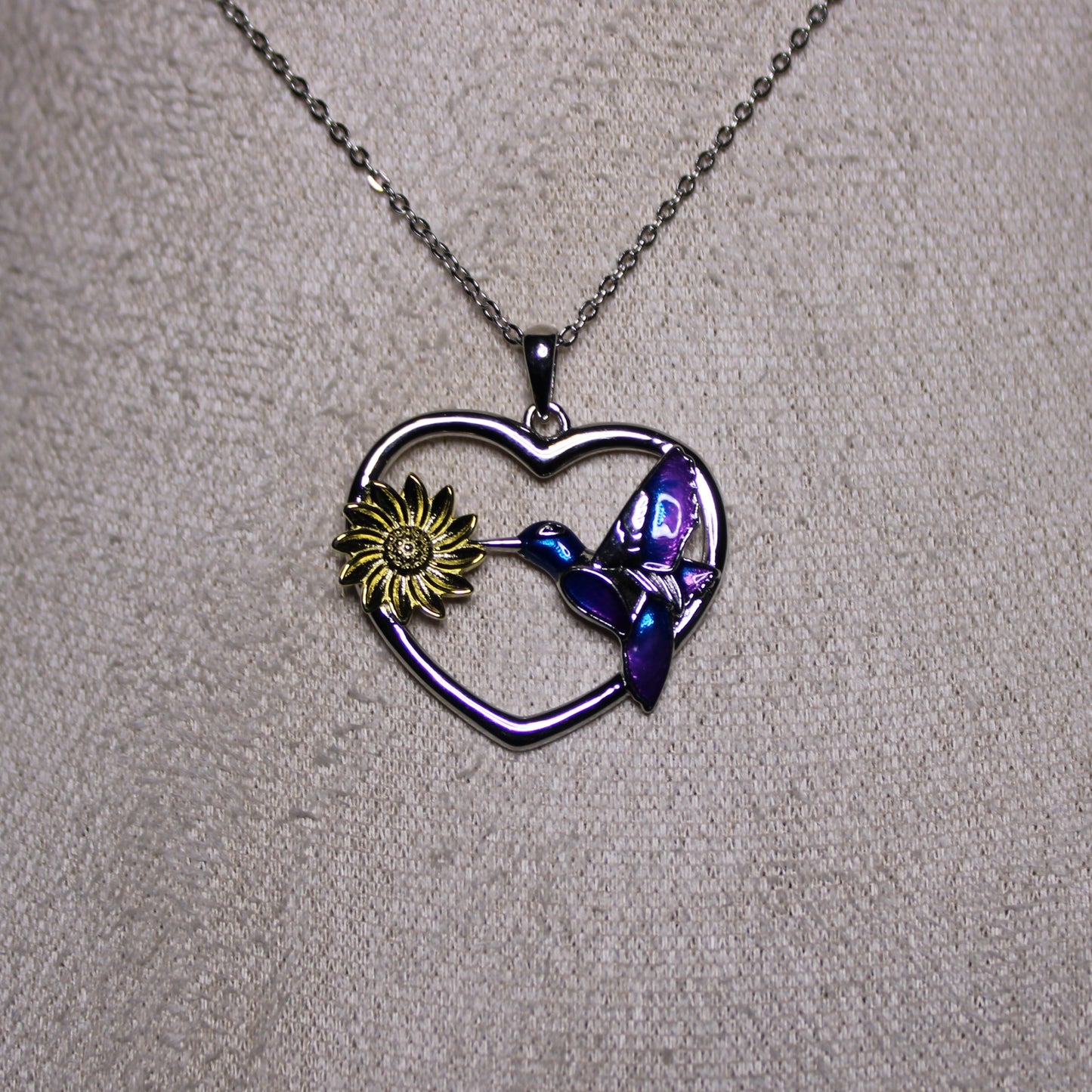 Rhodium-Plated .925 Sterling Hummingbird Necklace