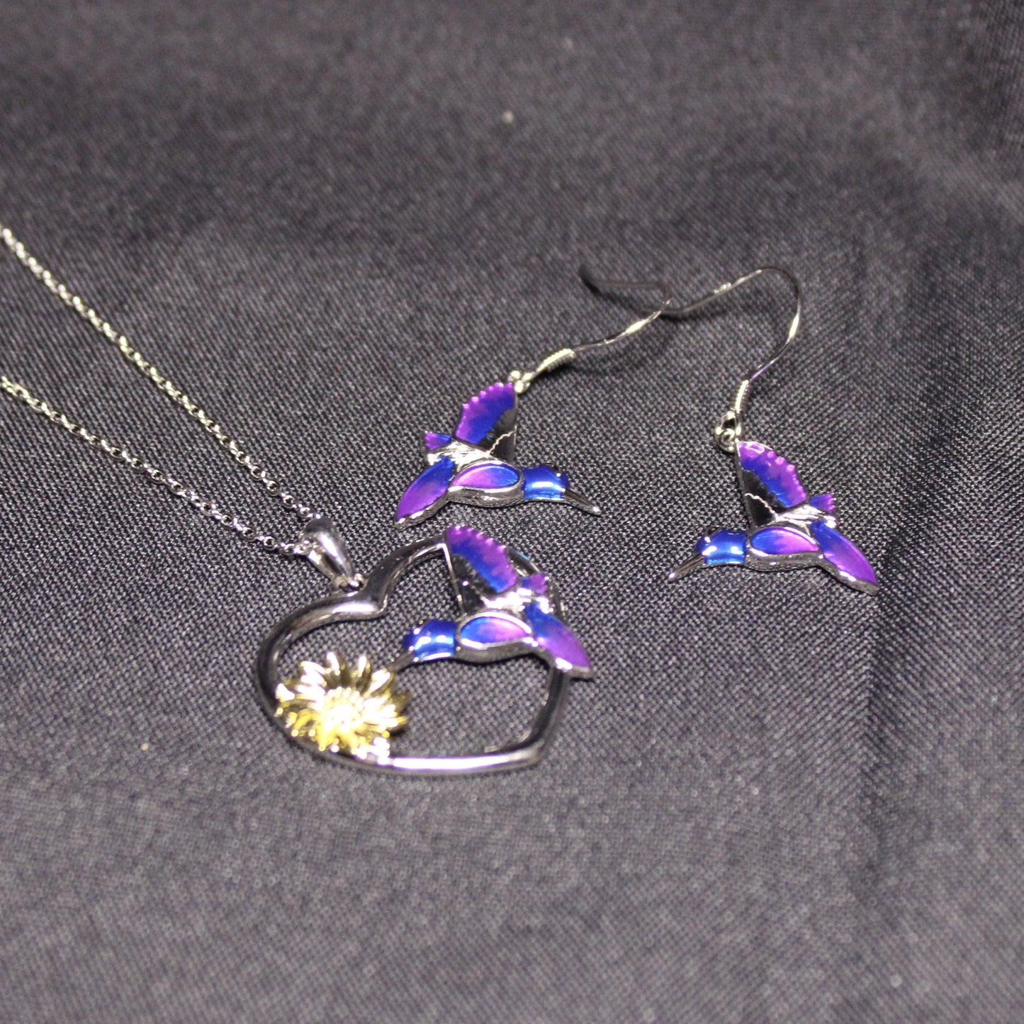 Rhodium-Plated .925 Sterling Hummingbird Necklace