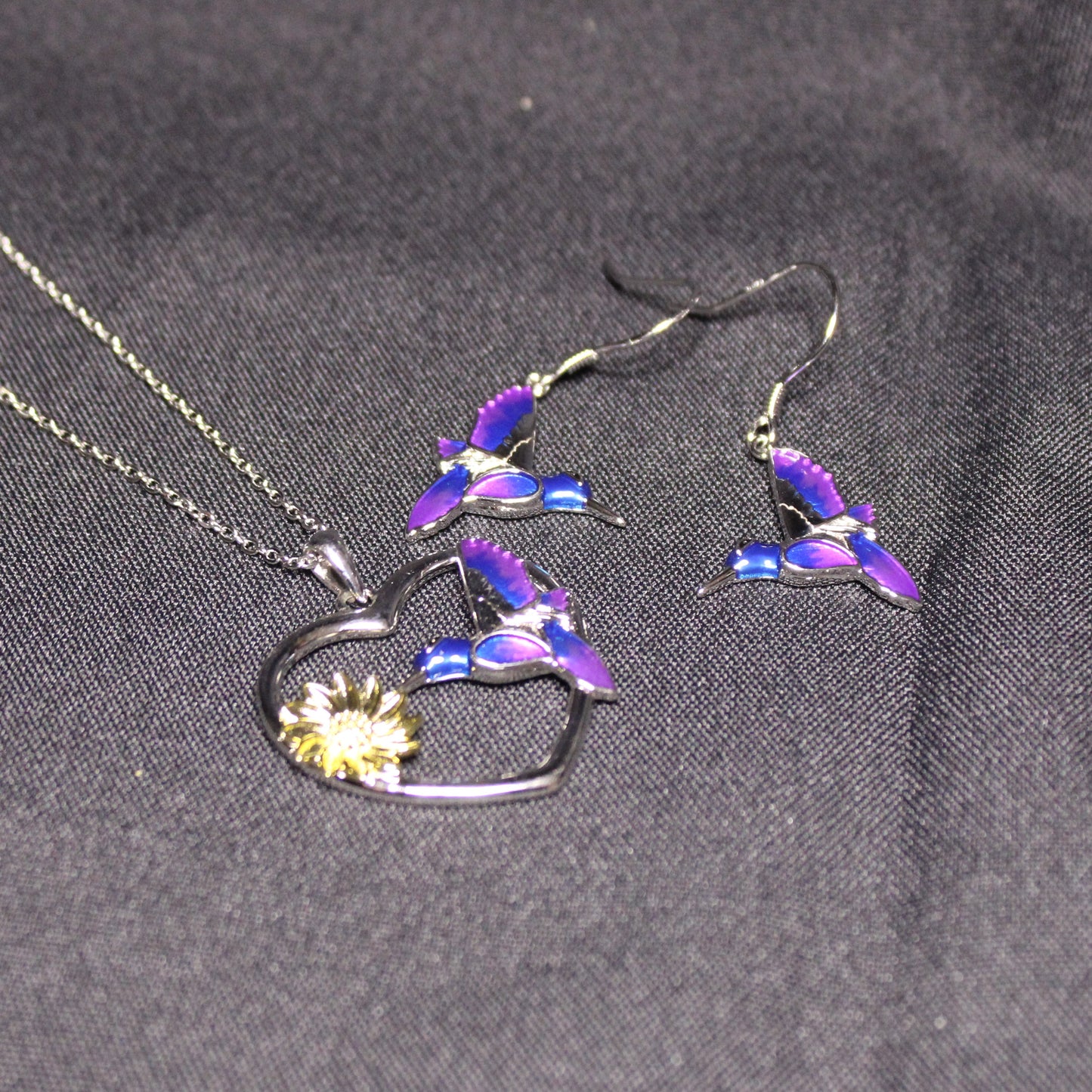 Rhodium-Plated .925 Sterling Hummingbird Necklace