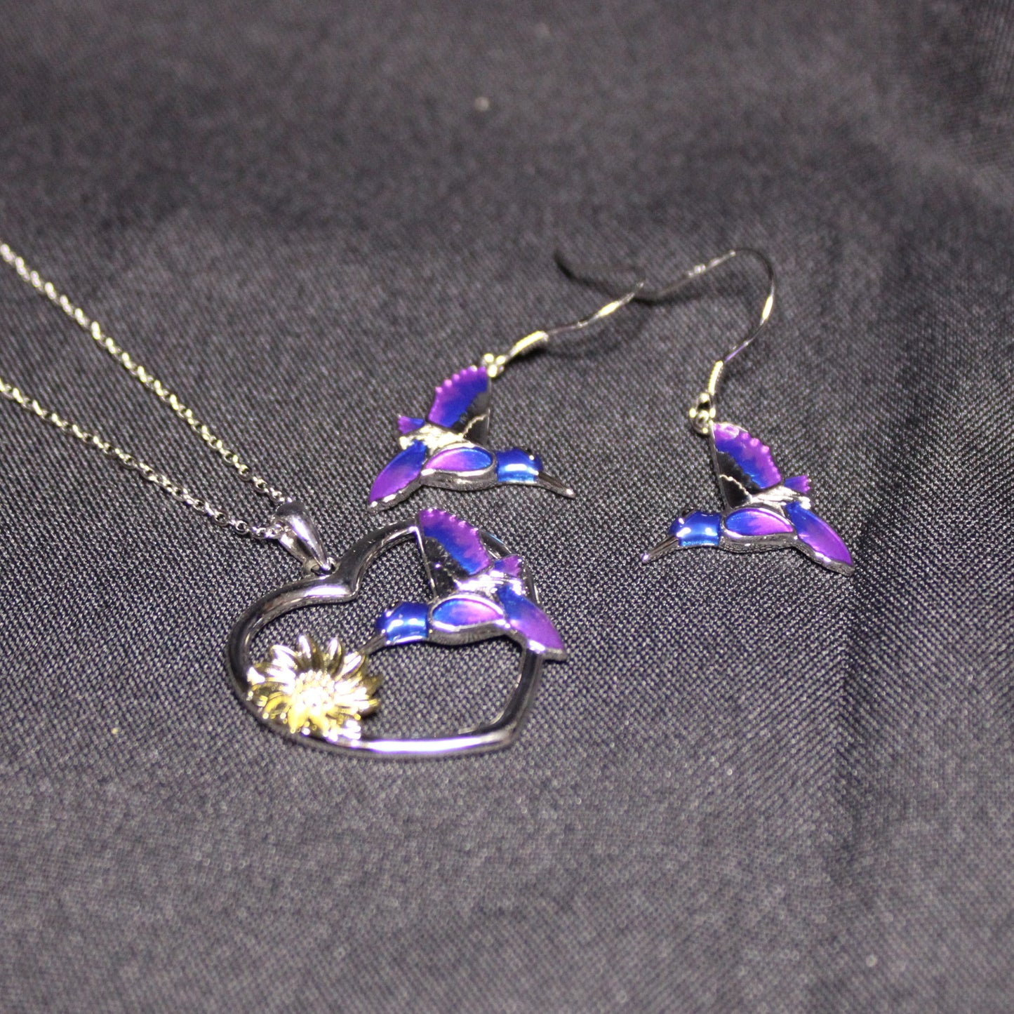 Rhodium-Plated .925 Sterling Hummingbird Necklace