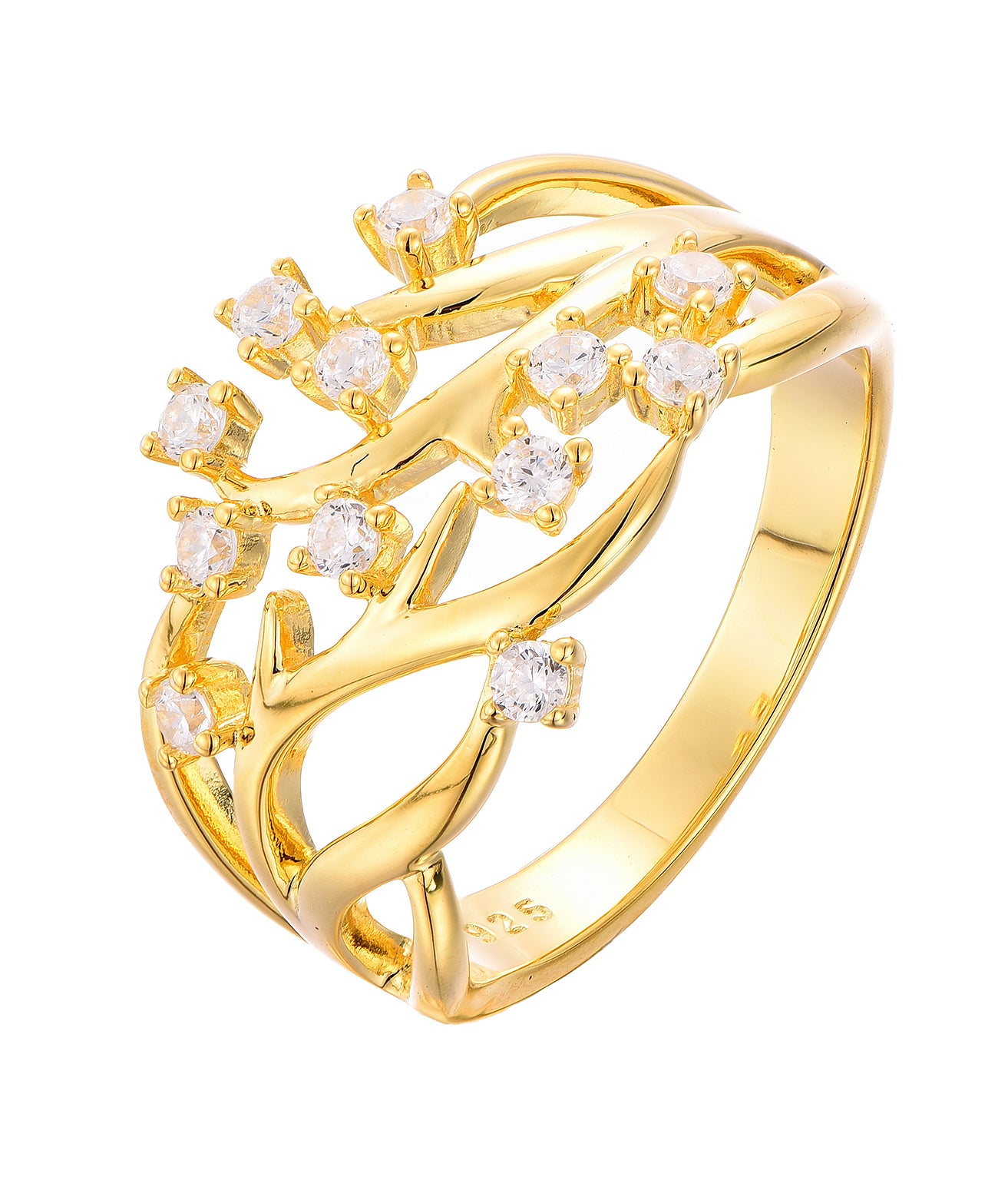 .925 Sterling lab-created Diamond Branch Band Ring