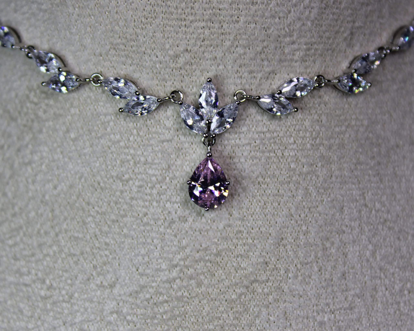 Sheila: Rhodium-Plated Pink Sapphire Necklace image 0