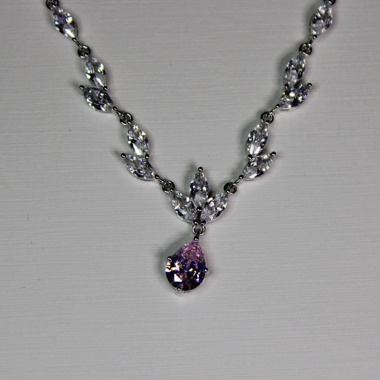 Sheila: Rhodium-Plated Pink Sapphire Necklace image 4