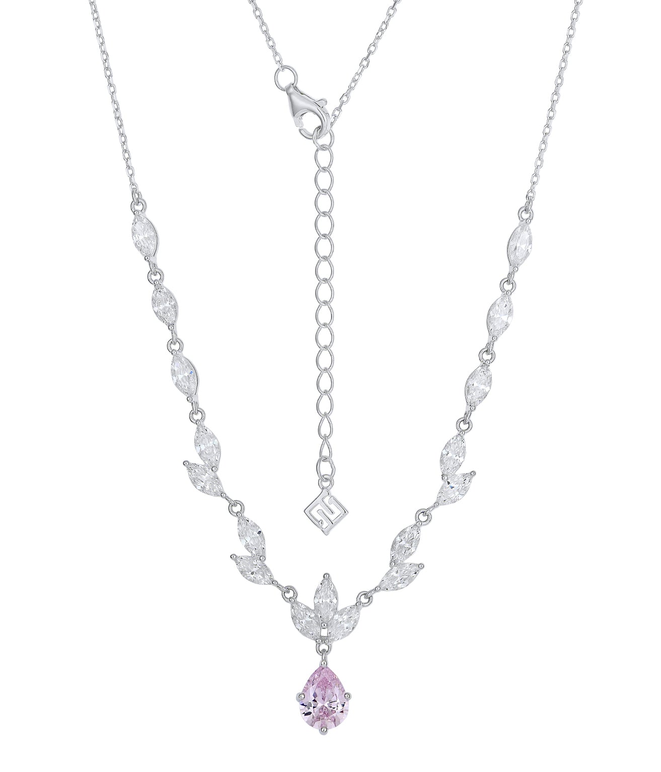 Sheila: Rhodium-Plated Pink Sapphire Necklace image 6