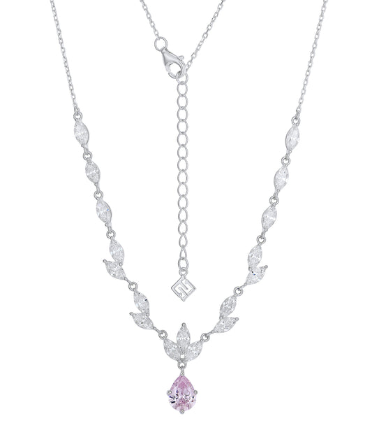 Sheila: Rhodium-Plated Pink Sapphire Necklace image 6