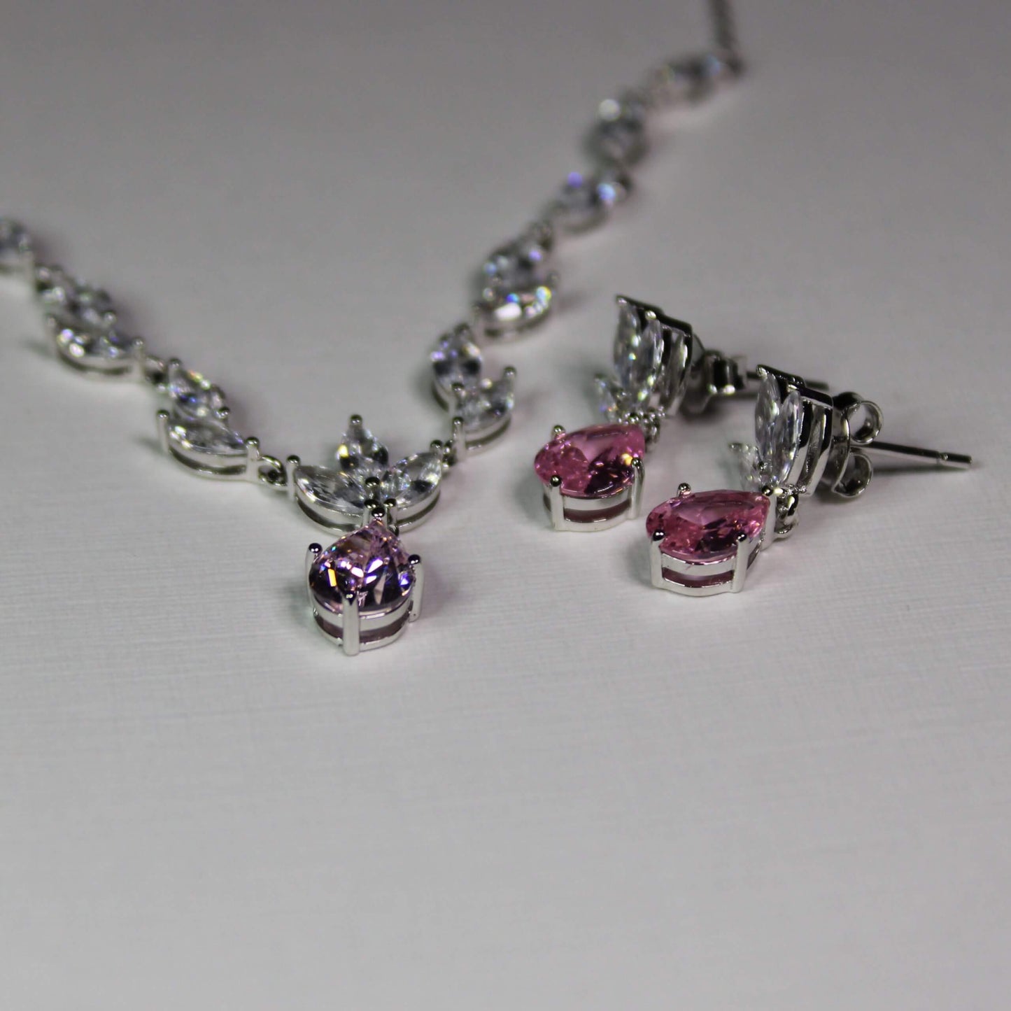 Sheila: Rhodium-Plated Pink Sapphire Necklace image 1