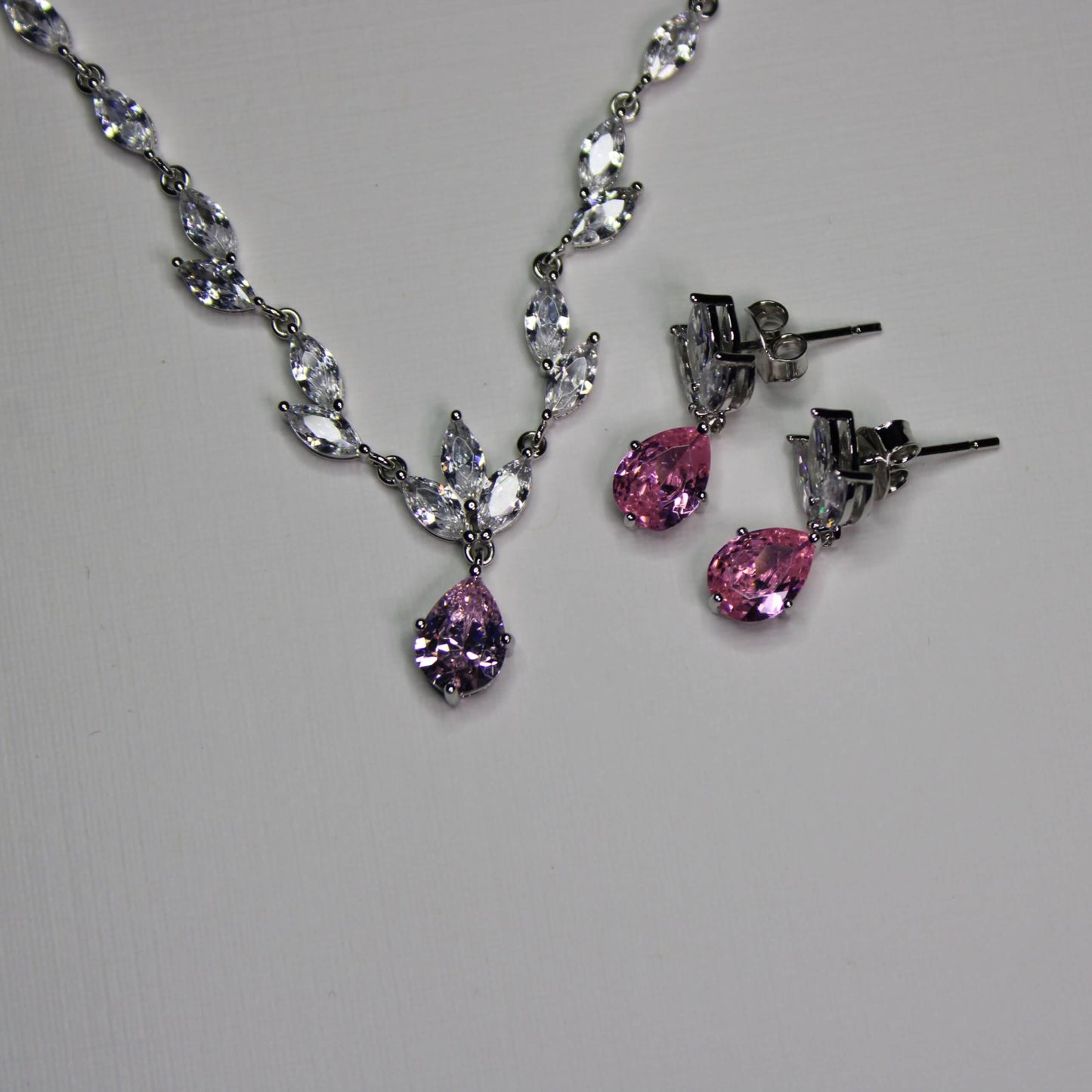 Sheila: Rhodium-Plated Pink Sapphire Necklace image 2