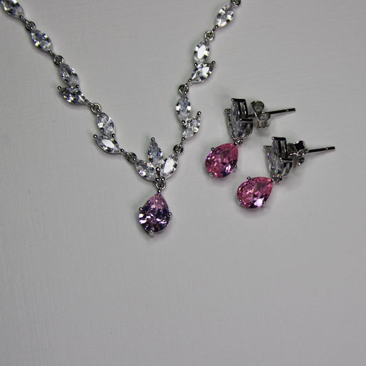 Sheila: Rhodium-Plated Pink Sapphire Necklace image 2