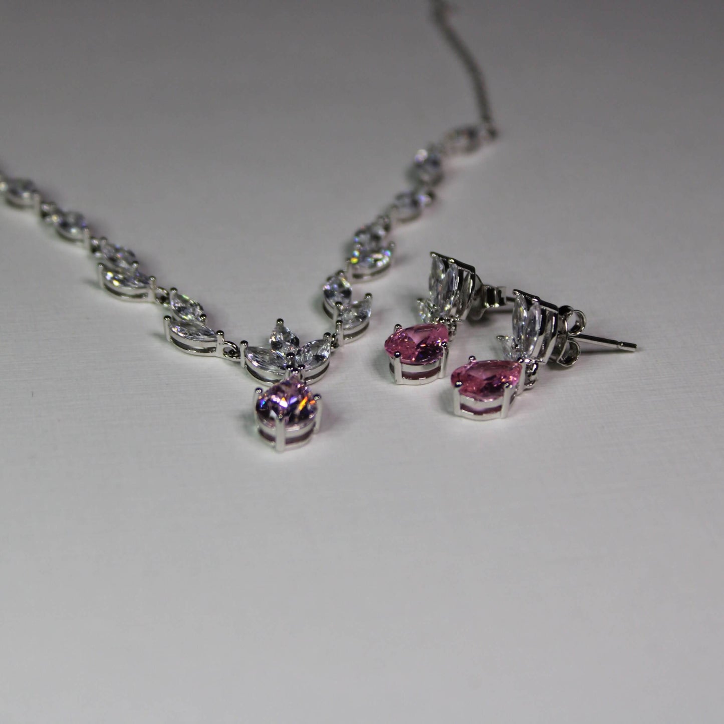 Sheila: Rhodium-Plated Pink Sapphire Necklace image 3