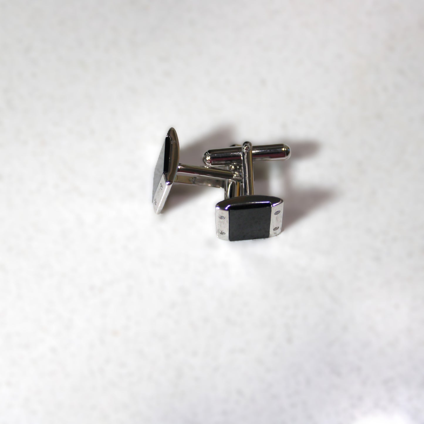 Rhodium-plated .925 Sterling Onyx with lab-created Diamond Accent Cufflinks