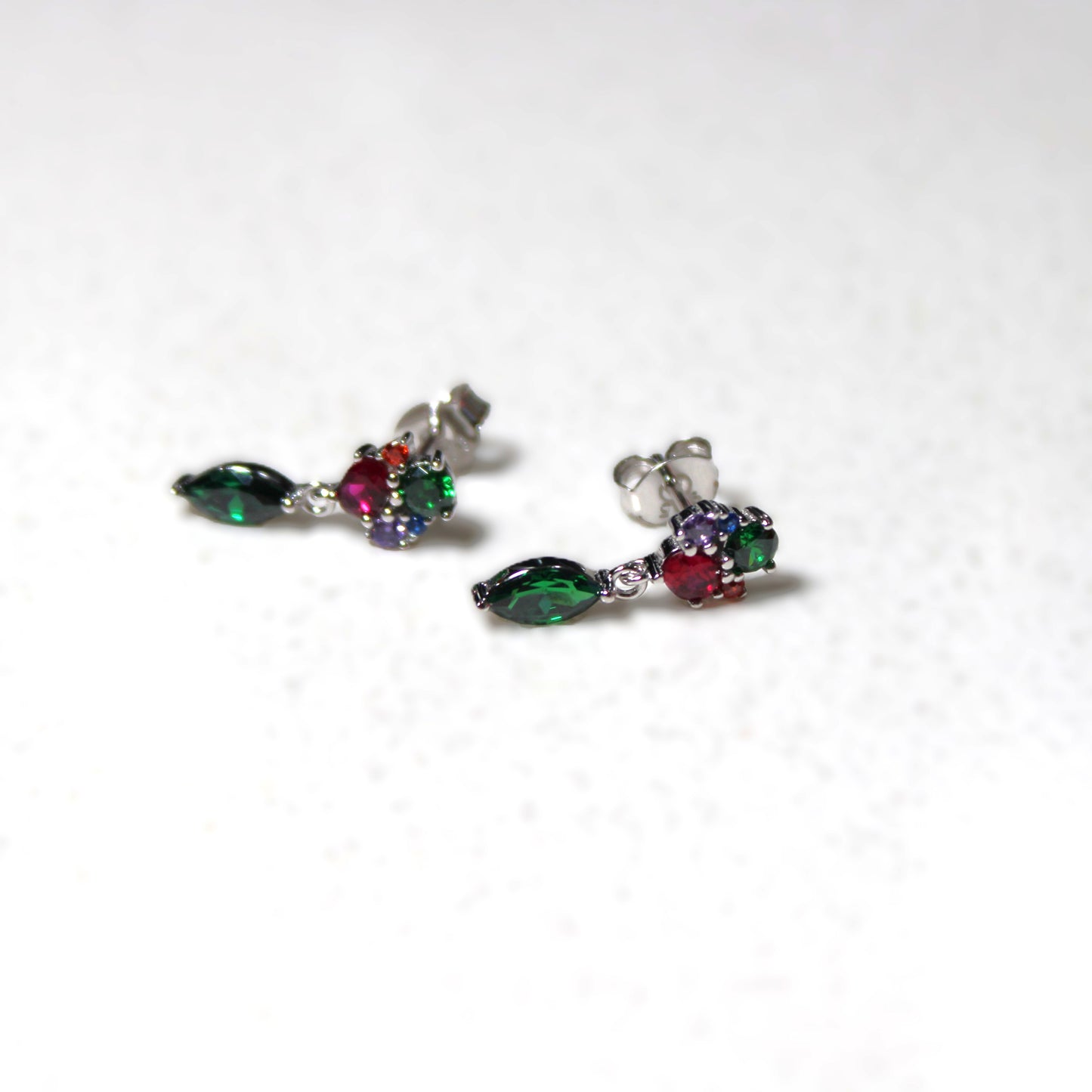 Rhodium-plated .925 Sterling lab-created Marquise Emerald Necklace