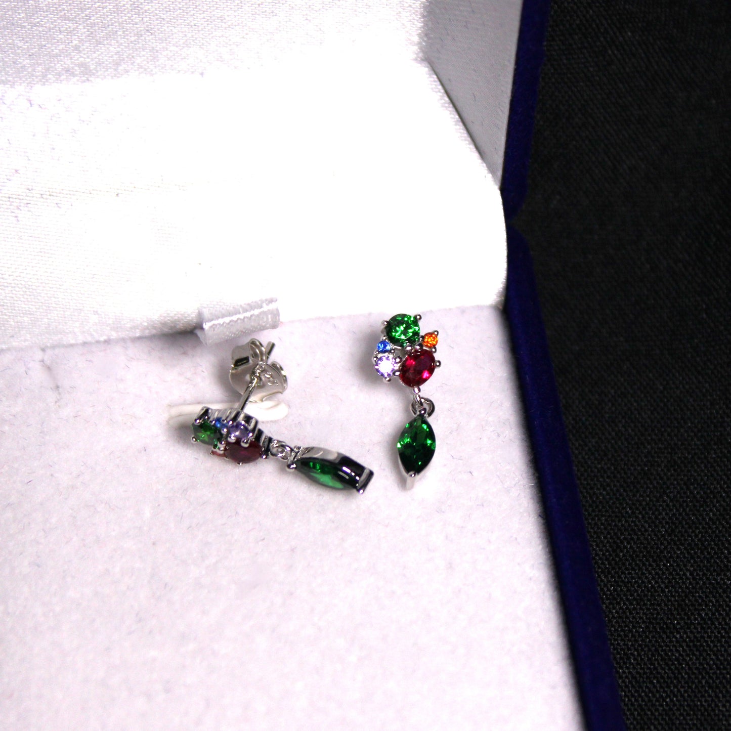 Rhodium-plated .925 Sterling lab-created Marquise Emerald Necklace
