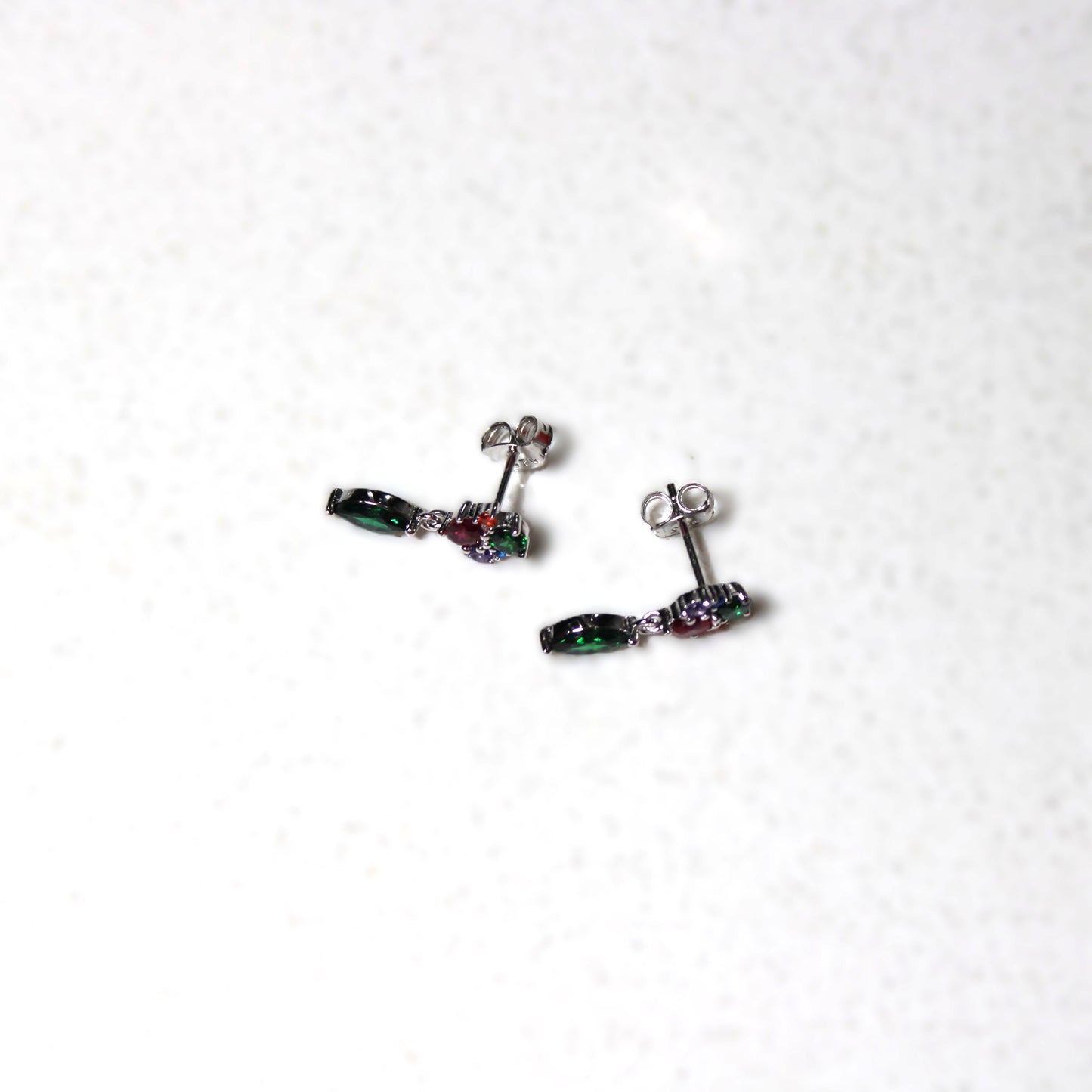 Rhodium-plated .925 Sterling lab-created Marquise Emerald Necklace