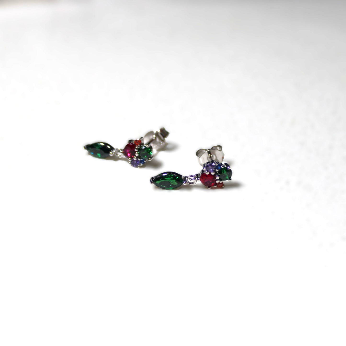 Rhodium-plated .925 Sterling lab-created Marquise Emerald Necklace