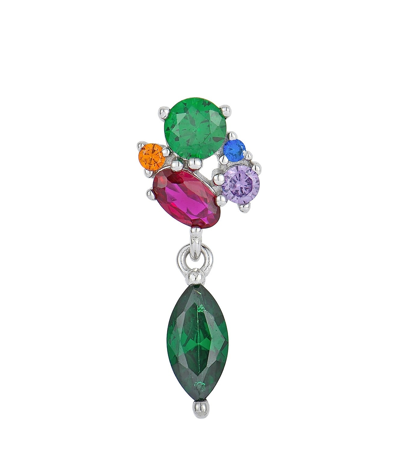 Rhodium-plated .925 Sterling lab-created Marquise Emerald Necklace